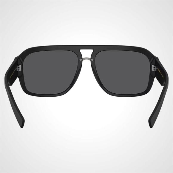 New Dolce & Gabbana Sunglasses Black Matte Aviator Pilot Gray Mirror Black Lens - Picture 4 of 6